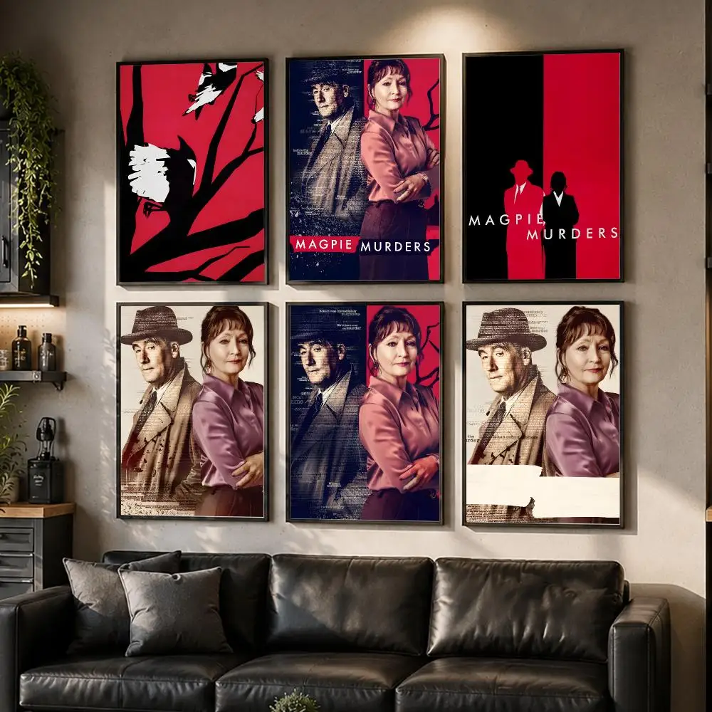 Moive M-Magpie Murders Poster Waterproof Sticky Wall Art Print For Bedroom Living Room Hallway Bar Home Decor