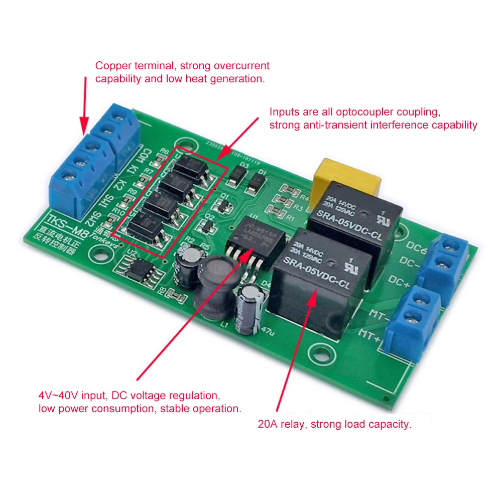 DC 6V 12V 24V DC Motor Forward and Reverse Controller 20A High Current with Limit Relay Driver Lifting Control Board