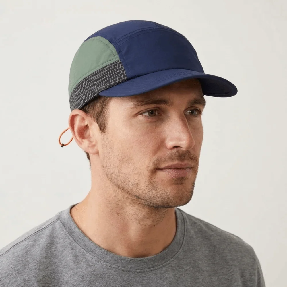 Color-Blocked Quick-drying Baseball Cap Retro 5-panel Soft Brim Breathable Peaked Cap Hip Hop Lightweight Plaid Running Caps