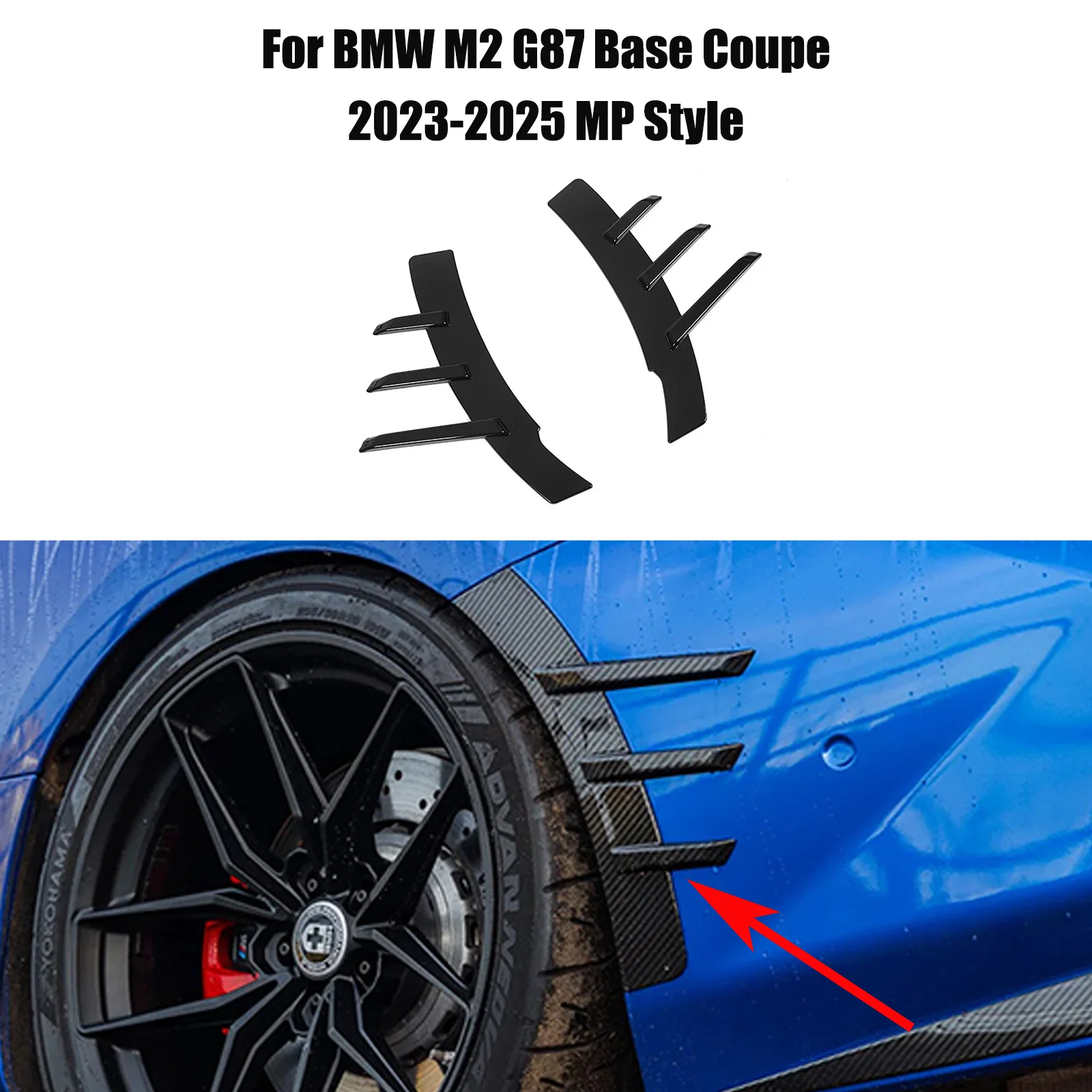 4 Piezas para BMW M2 G87 Base Coupé 2023-2025, Estilo MP, Cubiertas Decorativas para Guardabarros Laterales, Alerones Laterales, Canards, Delantero/Trasero