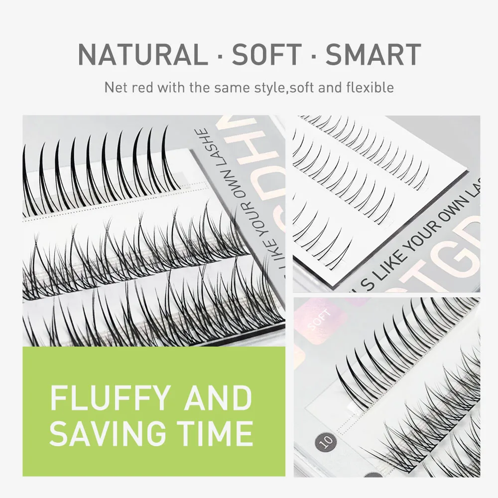 A/M Shape Spikes Fish Tail Cluster Eyelash Mix Heat Bonded Extension V Under Lower Lashes Individual Makeup DIY Premade Fan Set