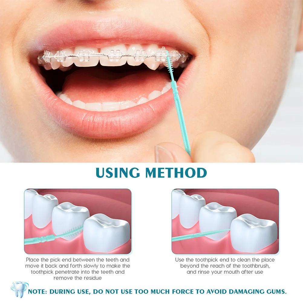 

6 Boxes Interdental Disposable Toothpick Brushes Double-End Mixed Color Portable Teeth Cleaning Tools Dental Floss Picks Braces