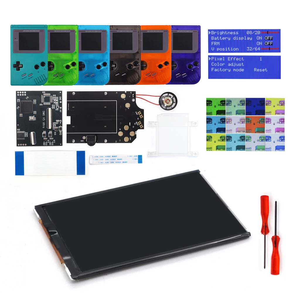 New High Brightness DMG GB IPS V5 Pro LCD Screen Kits For Game Boy.Support Pixel Display Built-in OSD Menu