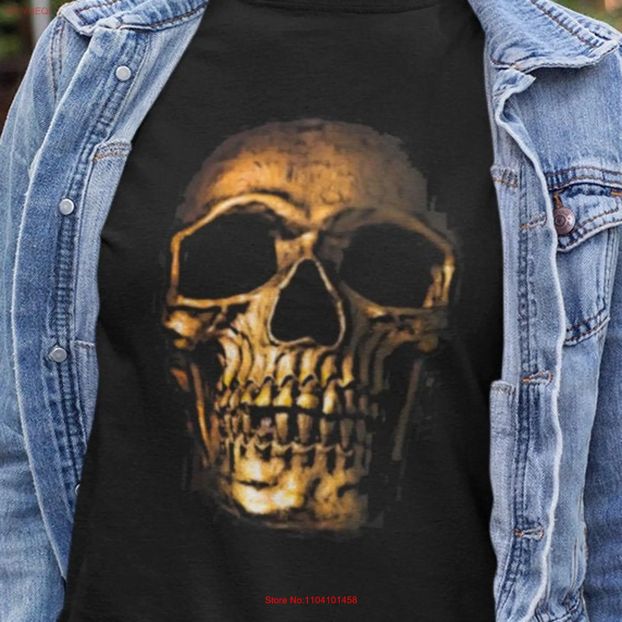 Skulls T Shirt Skeleton Goth Halloween Skull Gothic Head Clothing TH812 long or short sleeves