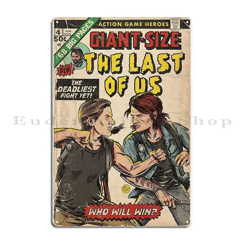 The Deadliest Fight Yet The Last Of Us Comic Book Cover Fan Art Metal Plaque Garage Decoration Party Designs Tin Sign Poster