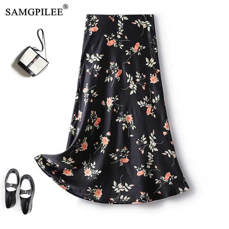 

Summer Skirts For Women Fashion 2023 New European Station Printing High Waist Thin A Line Mid Length Y2k Style Skirt 4XL