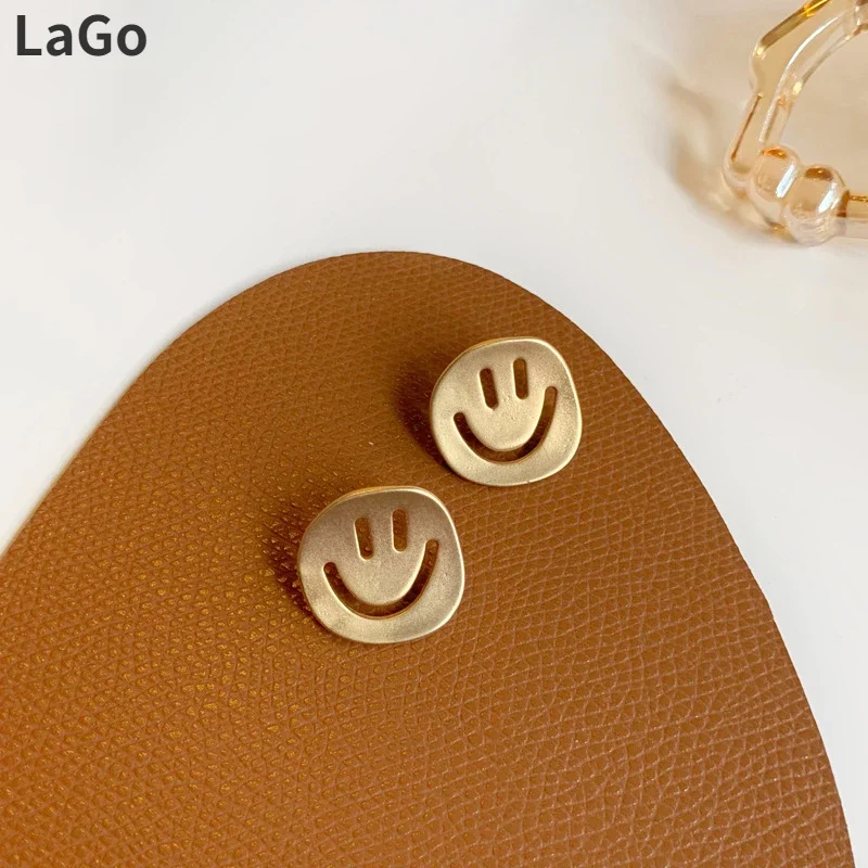 925 Silver Needle Trendy Jewelry Smiling Face Earrings Popular Design Gold Color Stud Earrings For Celebration Gifts