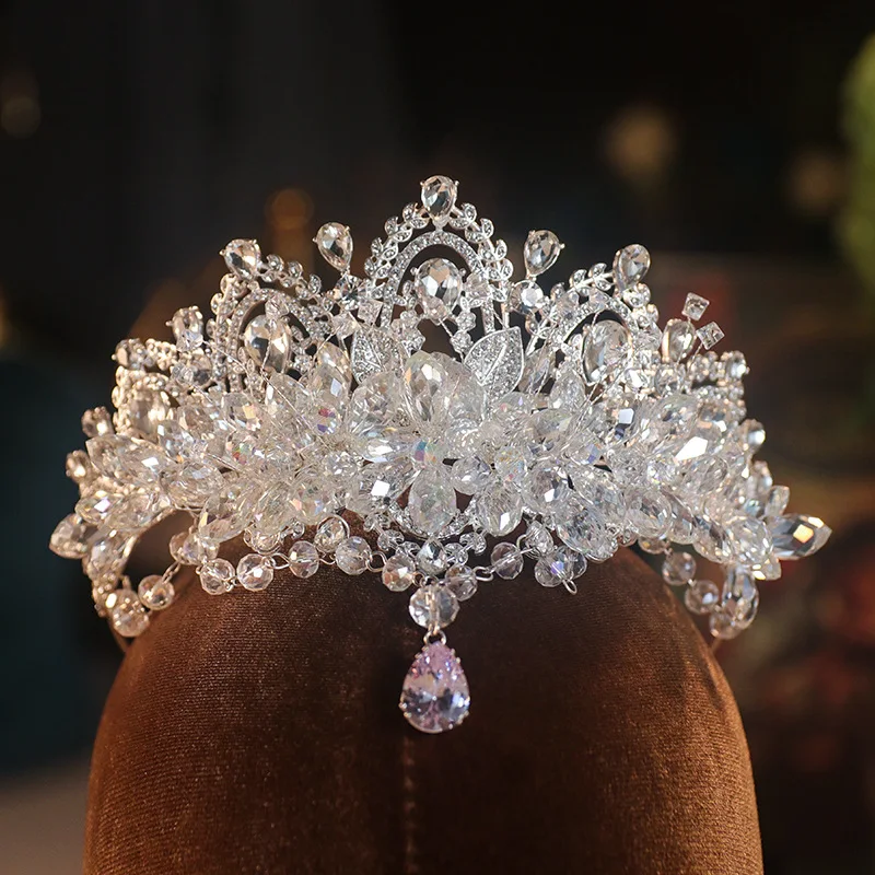 KMVEXO barokke luxe kristallen bruids tiara's kubieke zirkoon kroon strass optocht diadeem hoofddeksels bruiloft haaraccessoires