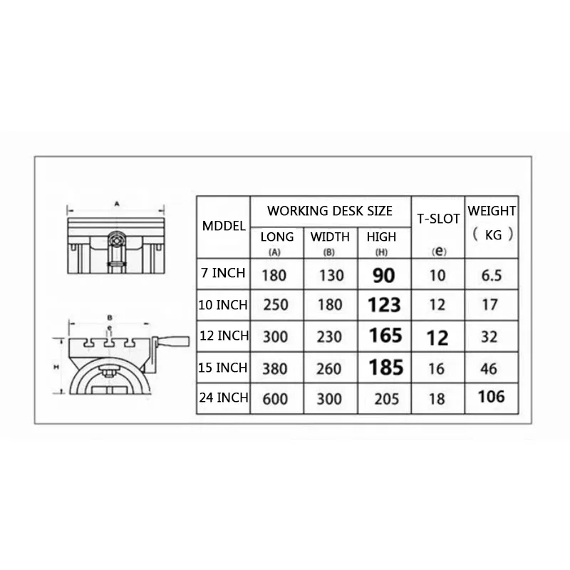 Tiltable workbench Adjustable angle workbench milling machine workbench 7 inches 10 inches 12 inches 15 inches