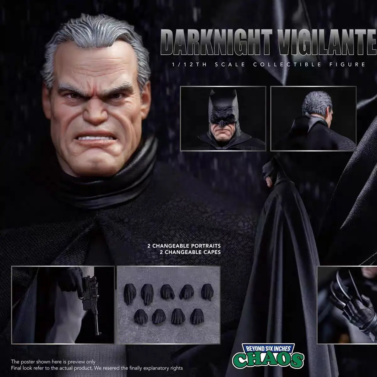 متوفر في المخزون الأصلي الفوضى Darknight Vigilante باتمان الأسود 1/12 الفوضى 002 أنيمي عمل تمثال المقتنيات نموذج لعب الصبي الهدايا #4