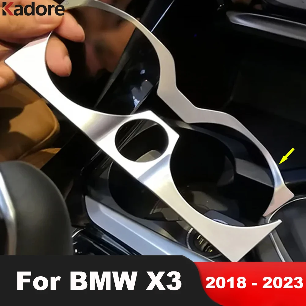 

Для BMW X3 2018 2019 2020 2021 2022 2023 матовый автомобильный передний держатель для стакана с водой, рамка, накладка, аксессуары для внутреннего молдинга