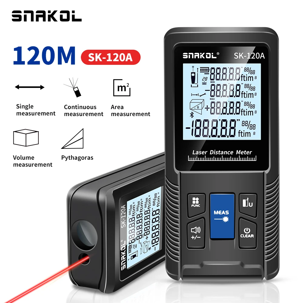 SNAKOL Distance Meter 40m/50m/70m/100m/120m Laser Rangefinder Tape Range Finder Measure Device Tools Digital Ruler Test Tool