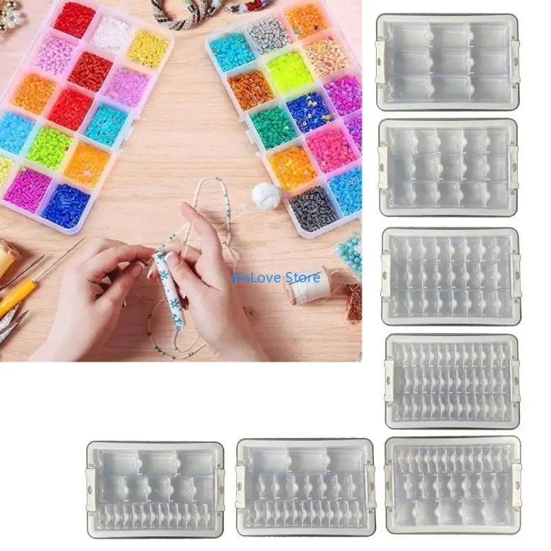 T4MD Jewelry Beads Sorter Clear Case with Adjustable Dividers for Beadwork Artists