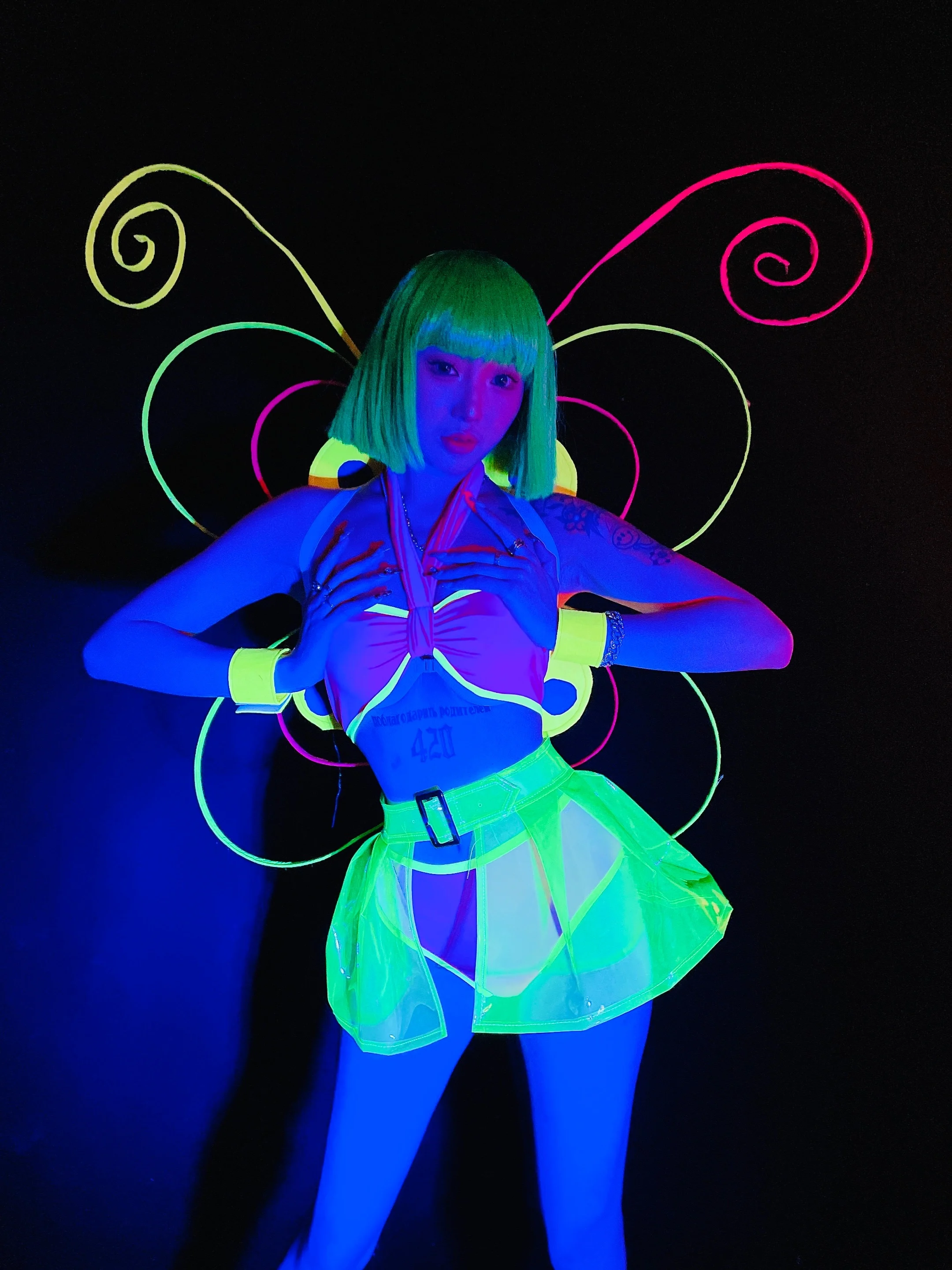2025 Gogo Danskostuum Sexy Fluorescentie Kleur Bikini Nachtclub Bar Rave Outfit Pole Dance Kleding Volwassen Jazz Dancewear yj090