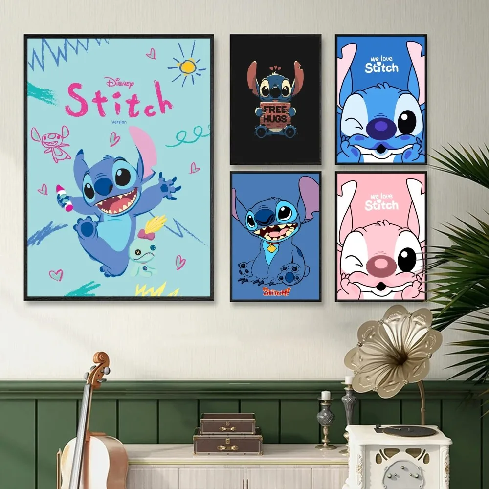 1PC Disney Stitch Poster Stickers Art Wall Murals Decor Game Room Decor Gifts Kawaii HD Painting Cat Cars