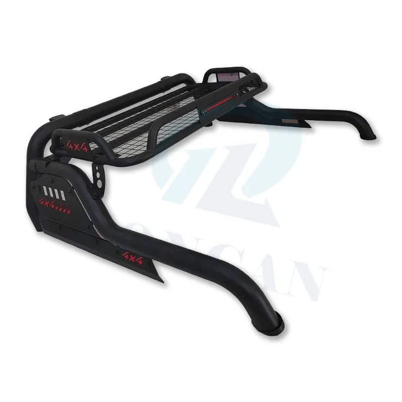 Universal Black Steel Roll Bar With Roof Rack & Basket For Pickup