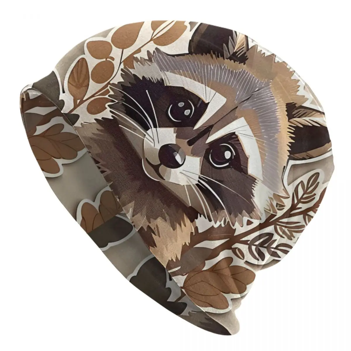 Cute Racoon In Autum Style Autumn Female Thin Beanies Double Used Windproof Bonnet Hats