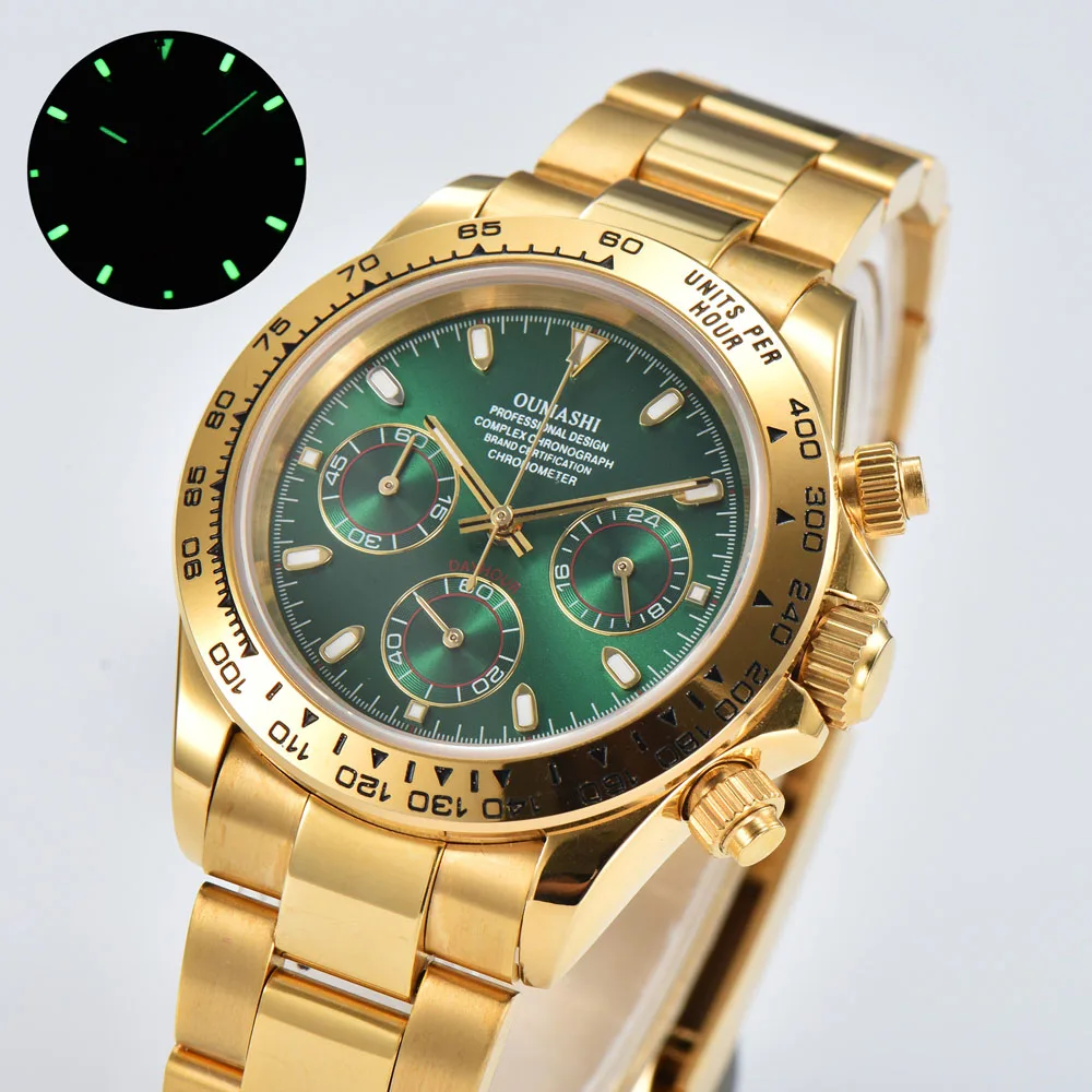 39 มม.high-end Luxury VK63 นาฬิกาข้อมือควอตซ์สําหรับชาย PANDA ประเภท Luminous chronograph reloj ญี่ปุ่น VK63 การเคลื่อนไหวควอตซ์