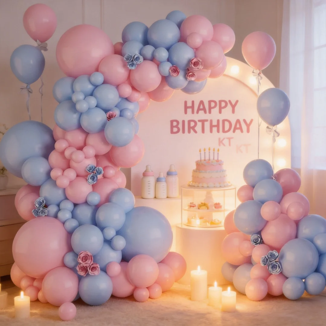 111-teiliges Rosa und Blaues Ballonbogen-Set, 18/10/5 Zoll Rosa und Blaue Ballongirlande, für Geschlechtsoffenbarung von Mädchen und Jungen, Braut- und Babyparty, Verlobung, Jubiläum, Hochzeit,