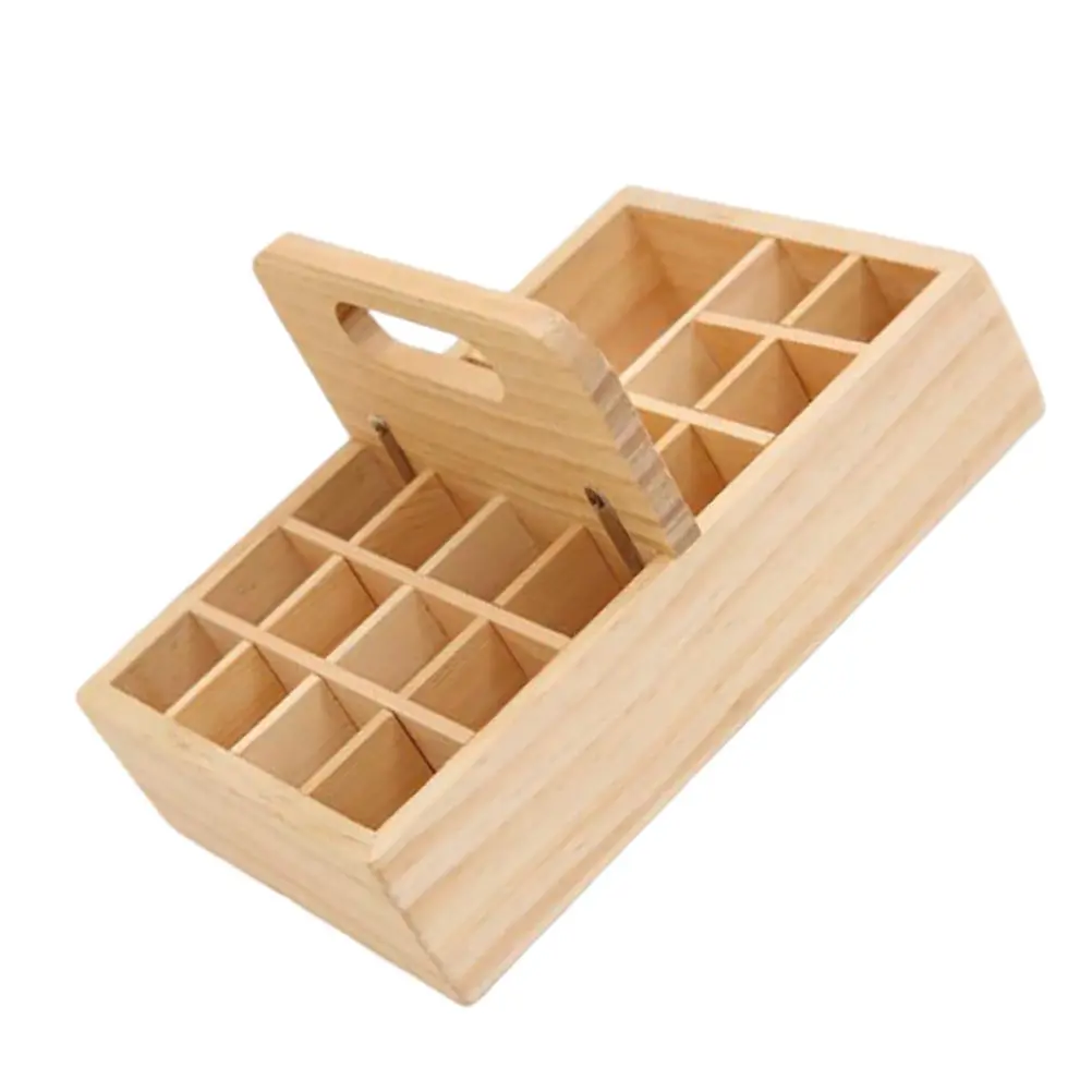 

Wooden H Basket 21 Grid Storage Case Multi functional Portable H Design Bottle ganizer Makeup Brush Holder Eco friendly