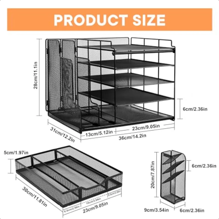Настольный органайзер с держателем для файлов, 5-уровневый лоток для бумажных писем, органайзер с выдвижным ящиком, подвесной держатель для ручек, сетчатый настольный органайзер и Sto