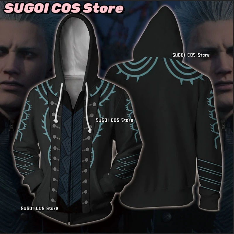 DMC 3 Dante Cosplay Hoodie Sweatershirt Costume Unisex Outfit Hoodies Anime Dante Causal Zipper Jacket Role-playing Coat Costume - Image 2