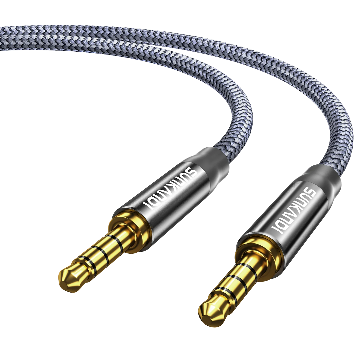 SUNKANDI 3,5 mm audiokabel gevlochten TRRS 4-polige Hi-Fi stereo jack mannelijk naar mannelijk AUX-kabel voor tablets hoofdtelefoon luidspreker