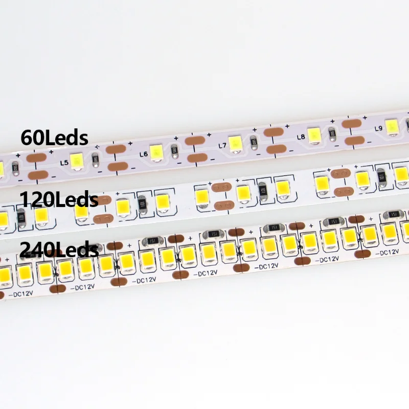 Bande lumineuse à diode LED pour décoration de chambres, bande lumineuse, PC, TV, SMD 2835, DC 5V, 12V, 24 V, 1m-5m, 60, 120/240 LED, m, 5, 12, 24 V