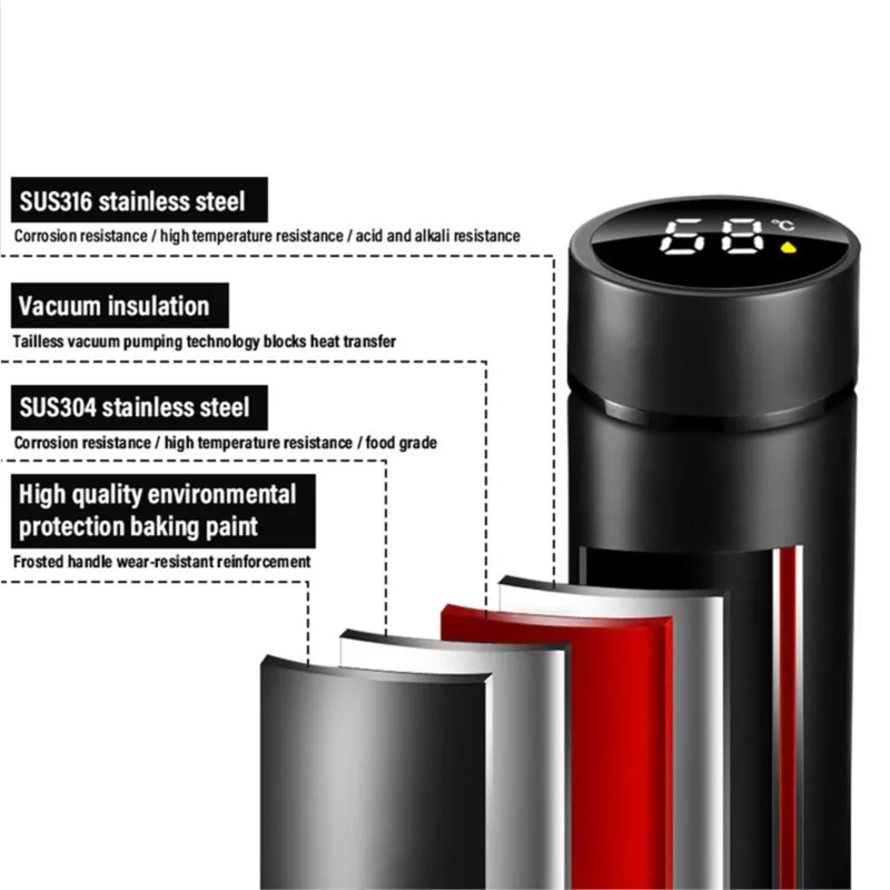 Thermos Bottle Smart Cups With Temperature Display 304 Stainless Steel Vacuum Insulated Intelligent Cup For BMW M Performance M3