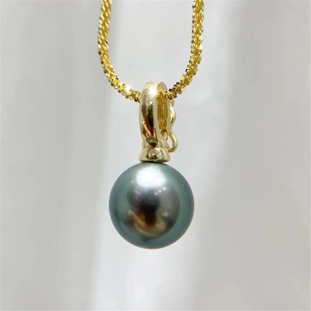 

DIY Pearl Accessory S925 Sterling Silver Pendant with Empty Holder and Gold-plated Buckle, Necklace Pendant fit 8-12mm Beads