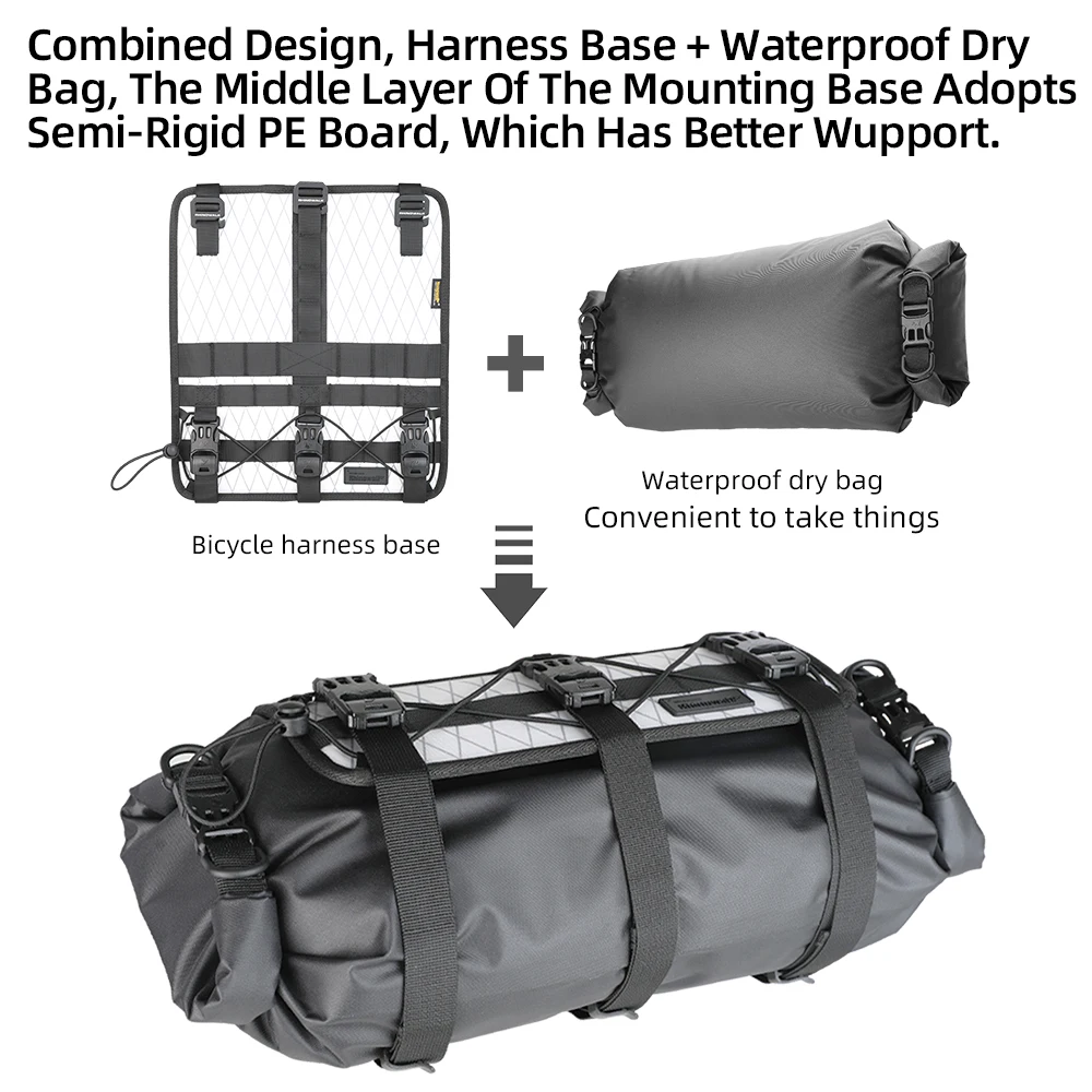 Rhinowalk Bike Handlebar Bag 7-13L Rainproof Front Bag Set Bikepacking MTB Road Bike Front Frame Bag Pannier Storage Bag