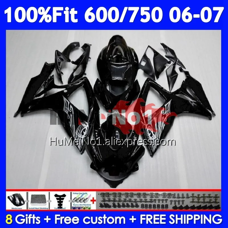 

Литьевой корпус для SUZUKI GSXR-750 GSXR 600 750 104 No 9 GSXR-600 глянцевый черный K6 750CC GSXR600 GSXR750 06 07 2006 2007 обтекатель