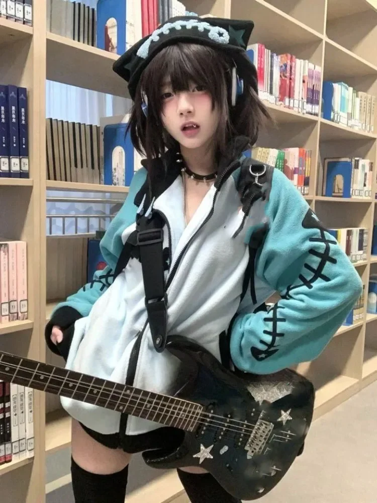 

Японский Kawaii сладкий кардиган, толстовки, осенние субкультурные новые утолщенные теплые куртки Y2k, готическое пальто в стиле Харадзюку, женская толстовка