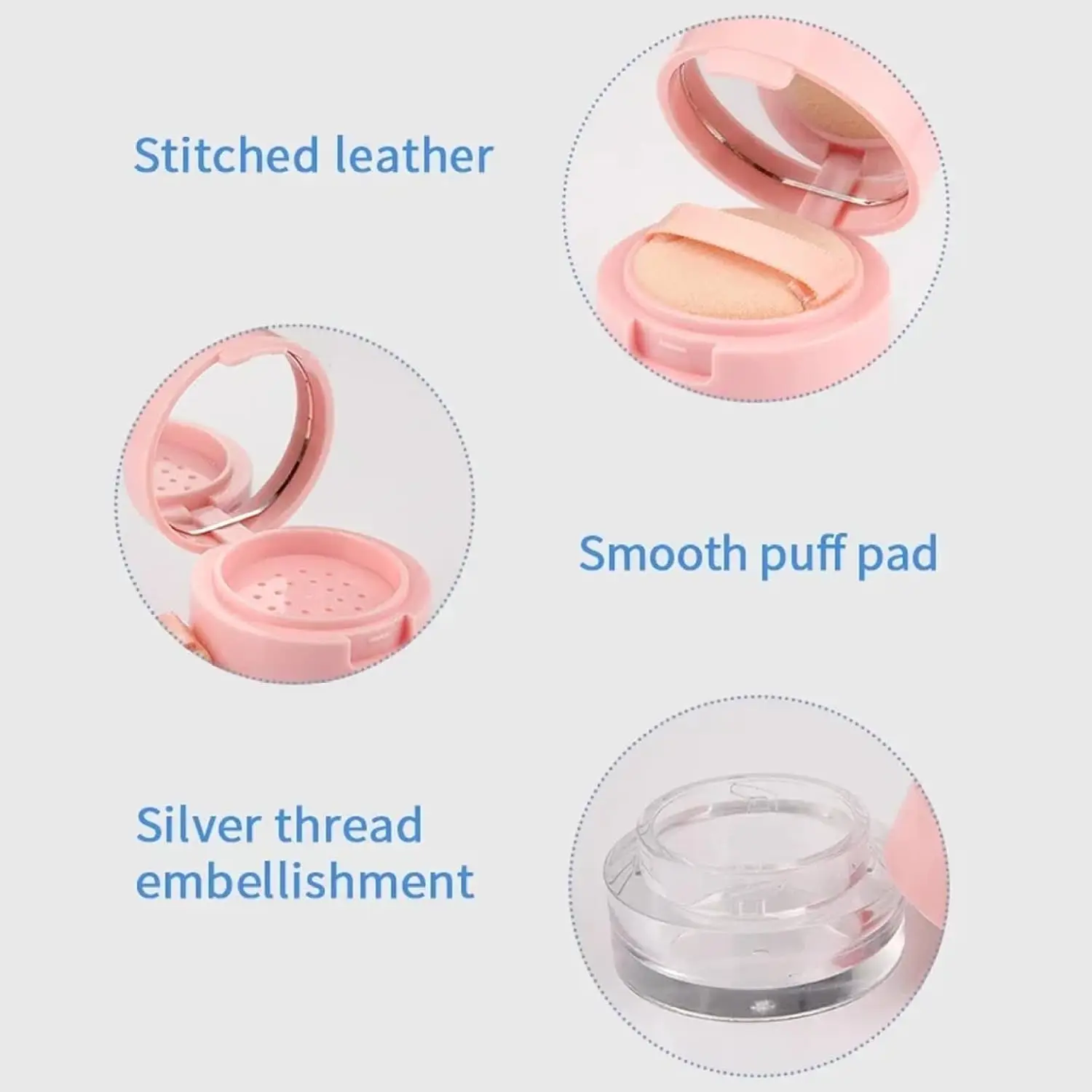 Mini 3/5Gram Travel Loose Powder Container Leak-free Reusable Plastic with Mirror Portable Flip Lid Empty Makeup Setting