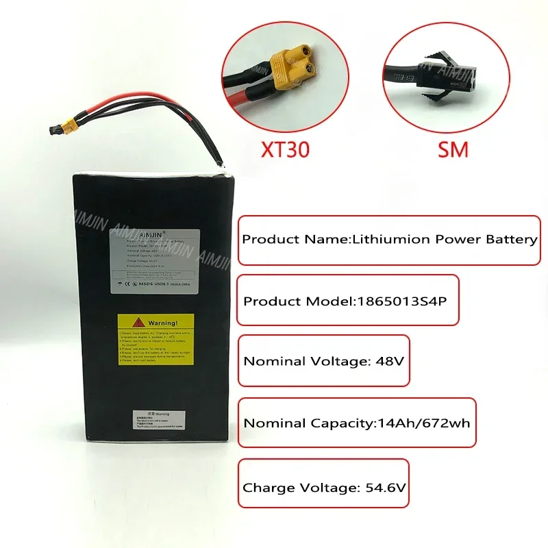 14ah adequado para scooter li-ion substituir bateria pack13s4p48v para kugoo c1 // c1 plus scooter elétrico poderoso motor xt30 + plugue sm