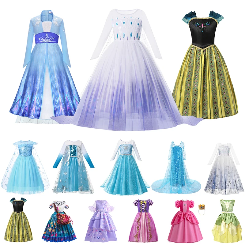 

Girls Frozen Elsa Princess Dress Kids Cosplay Party Gown Tulle Birthday Halloween Fancy Dress for Girls