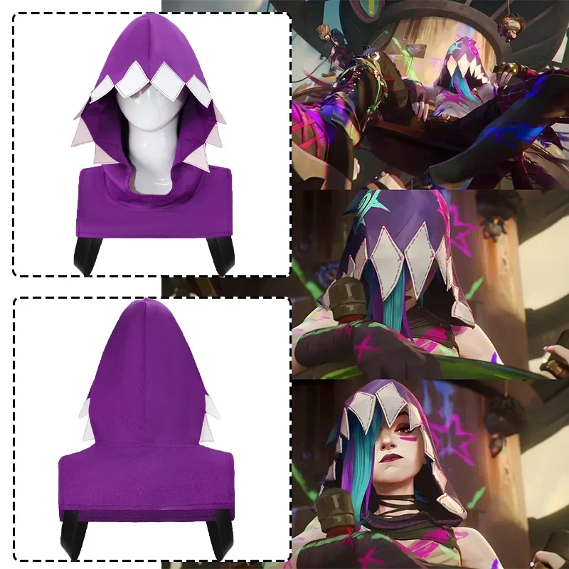 أزياء كوسبلاي أنيمي غامضة الموسم 2 جينكس التأثيرية لعبة LoL قبعة أرجوانية إكسسوارات الرأس ملابس حفلات الهالوين لعب الأدوار للنساء M
