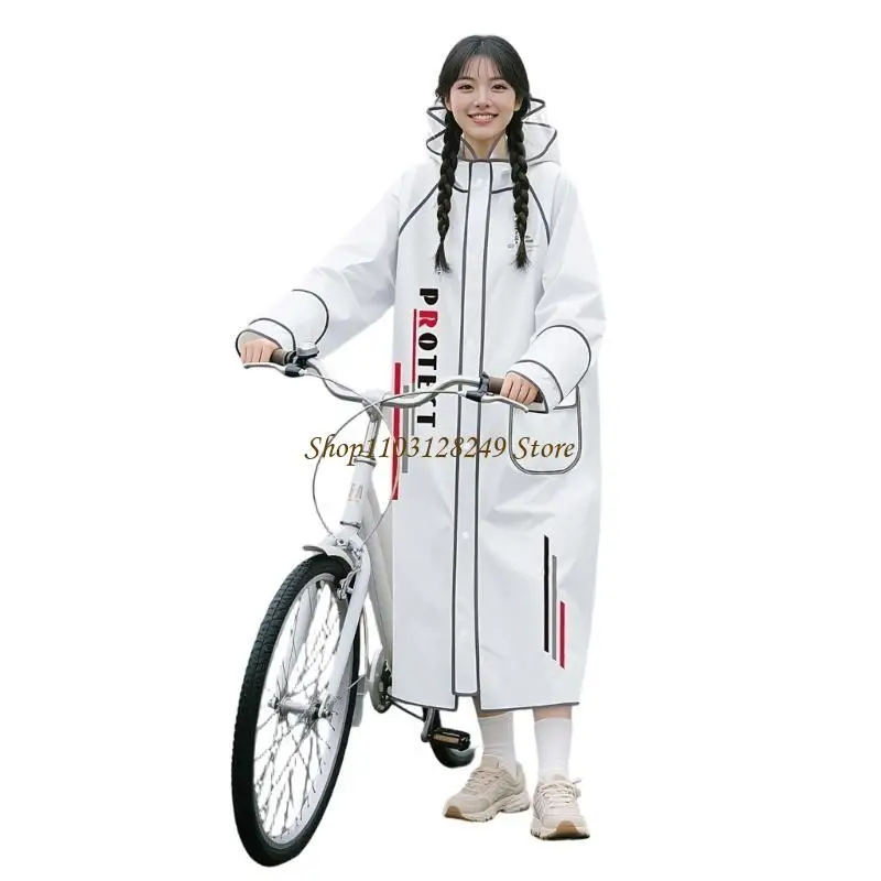 

N5KD Thickened Motorcycle Rainwear Full Body Coverage Reflective Safety Strips Quick Release Buckles For All Weather Raincoat