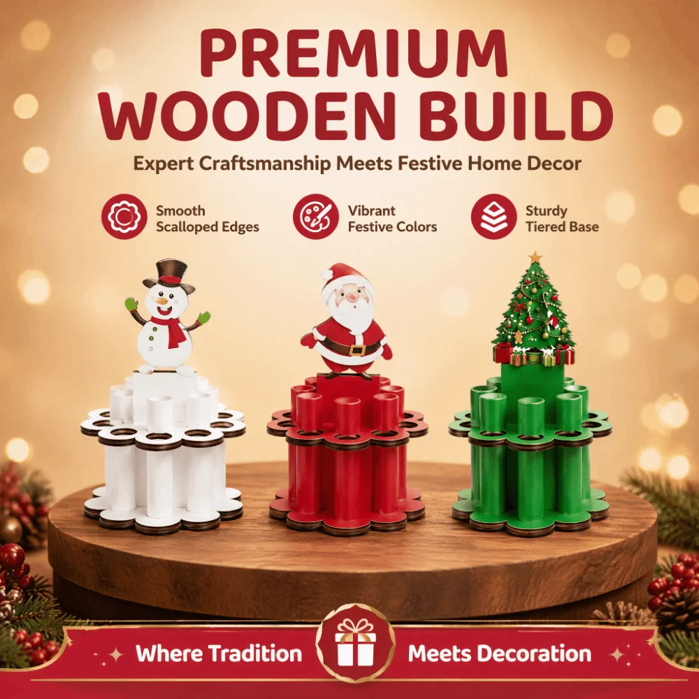 10 Holes Christmas Cash Holder Wooden Festive Ornament Money Dispenser Decorative Gift Xmas Gift Festive Occasions