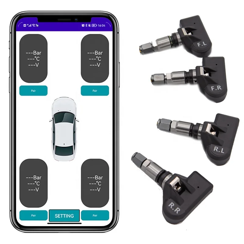 Tire Pressure Sensors Blueth 5.0 Motorcycle Car TPMS Motor Monitor System with 2/4 External Internal Sensors for IOS Android APP