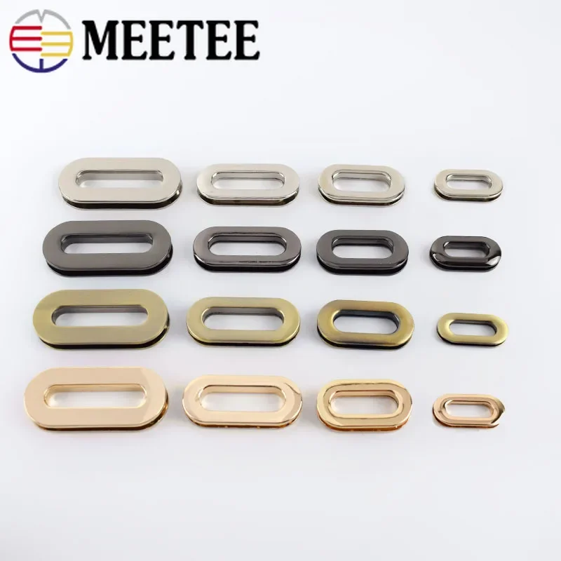 Meetee 4pcs 18/25/32/38mm Metal Egg-shaped Eyelet Buckles Screw O Ring Hook DIY Bags Strap Chain Belt Clasp Accessories BF328