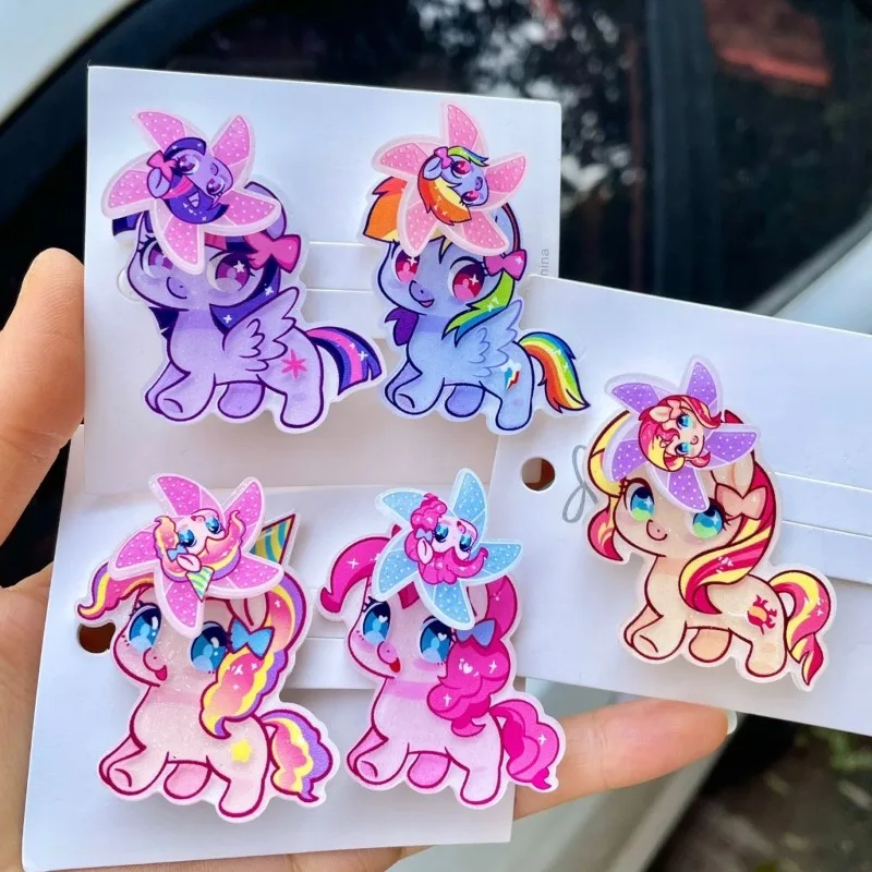 Новинка 2026 года: милая заколка для волос My Little Pony с вращающейся ветряной мельницей и забавным дизайном единорога, для челки, подарок для студентов.