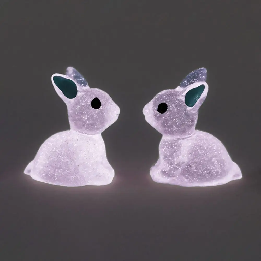 1PC DIY Cute Luminous Bunnies Microlandscape Gardening New Mini Rabbit Ornaments Home Decor Fairy Miniature Figurines