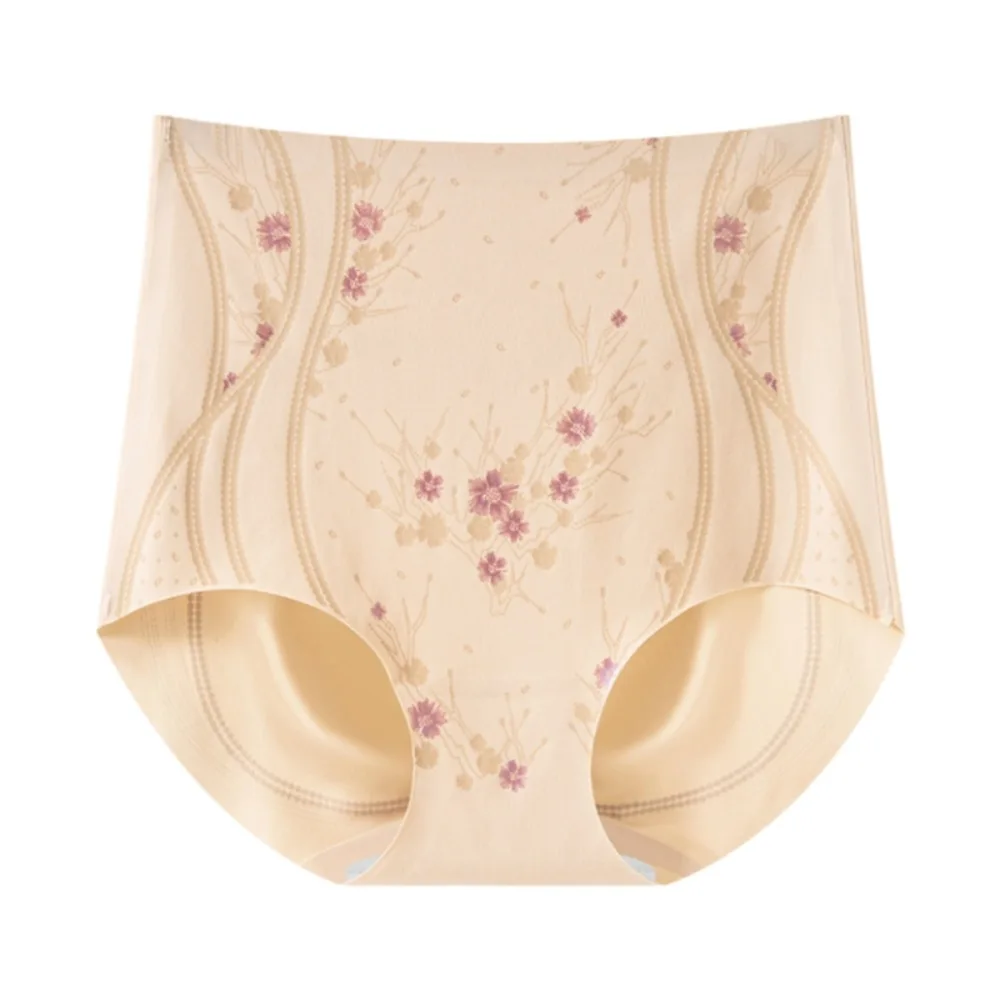 

High Waist Postpartum Body Shaper Flowers Large Size Butt Lifter Briefs Belly Contracting Shapewear Seamless Underpants Lady