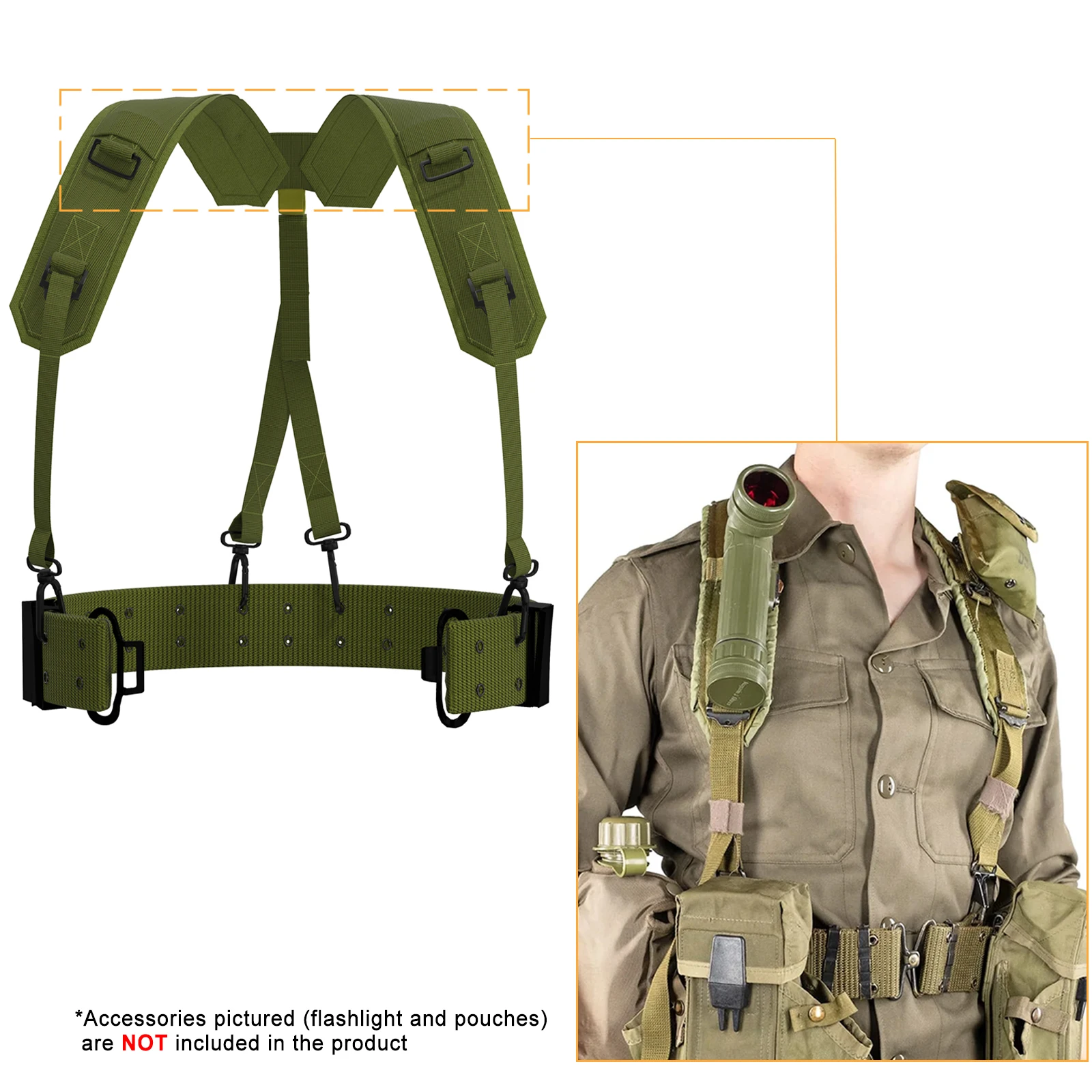 Multipurpose Military Alice Butt Pack Army Molle Webbing Sling Bag for Daily Commuter Backpack Olive Drab