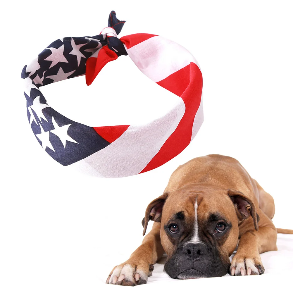 

Pet Collar Dog Bib Triangle Saliva Towel Fashionable Stars Stripes Design Bright Colorful Neck Scarf for Daily Wear Party Use
