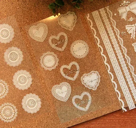1 แพ็ค/ล็อต Gilding สติกเกอร์ DIY ของขวัญ Vintage สีขาวโพสต์เบเกอรี่ตกแต่งป้ายสติกเกอร์ลูกไม้และโปร่งใส