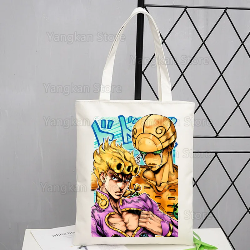 

Jojos Bizarre Adventure Canvas Shoulder Bag Customize Handbag Ladies Casual Tote Bag Large Capacity Reusable Shopping Bag