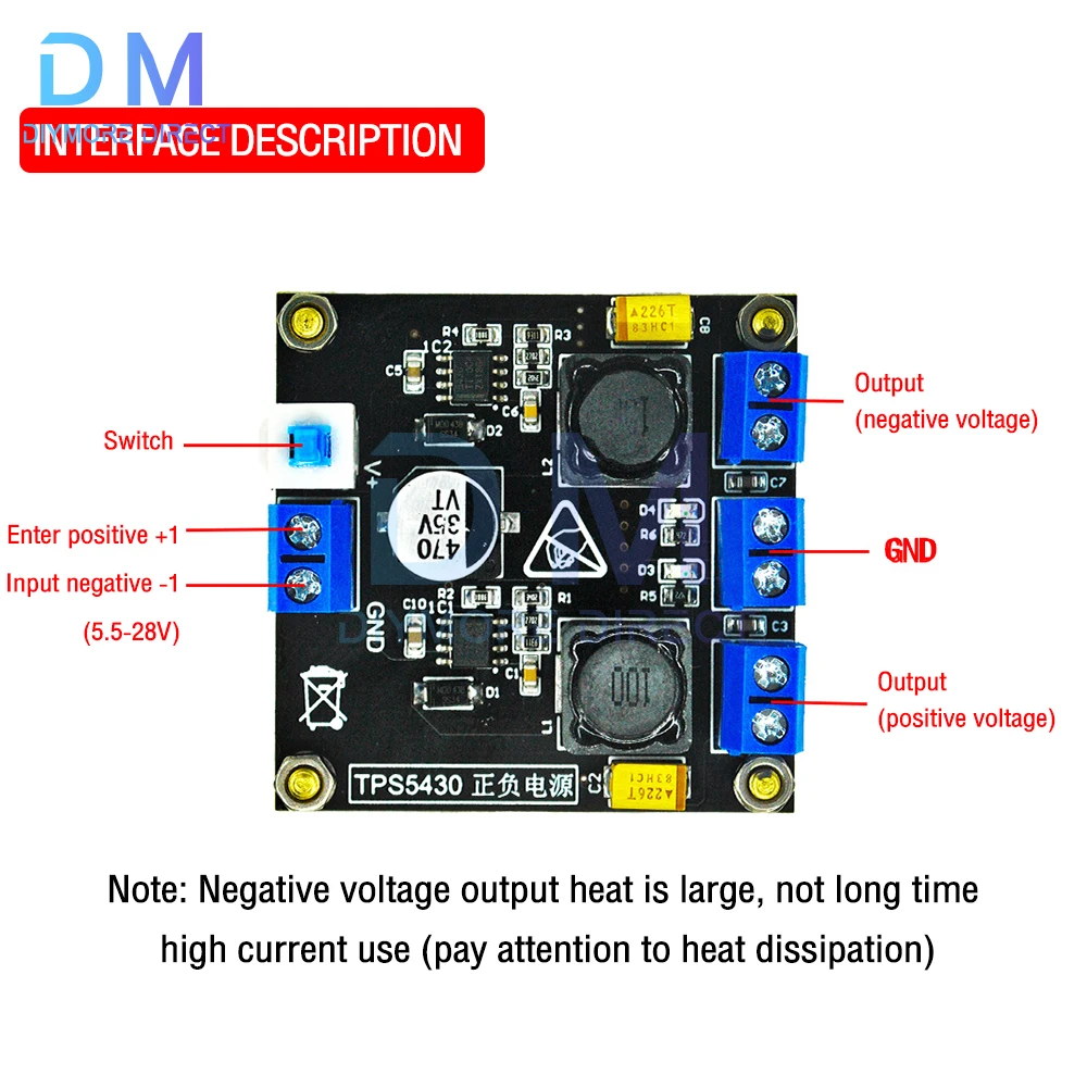 TPS5430 TPS5450 Positive Negative Dual Power Supply Module with Switching 5V 12V 15V Output