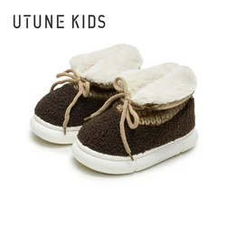 UTUNE Kids 2022 New Winter Baby Boots Warm Plush Rubber Sole Toddler Kids Sneakers Infant Shoes Fashion Little Boys Girls Boots